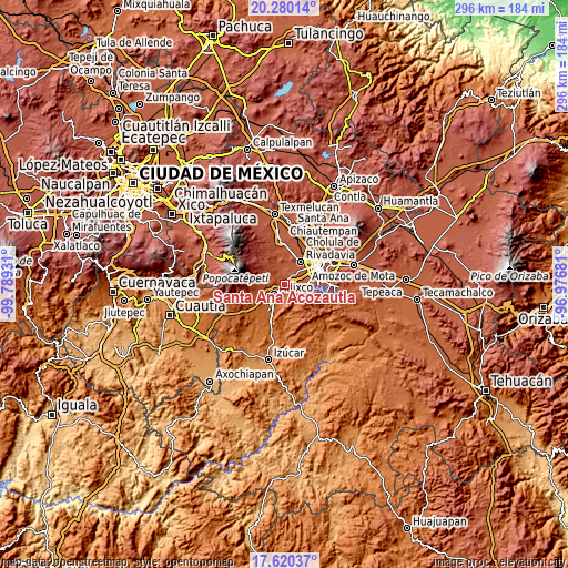 Topographic map of Santa Ana Acozautla