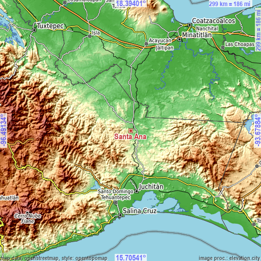 Topographic map of Santa Ana