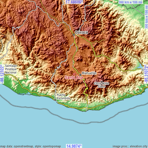 Topographic map of Santa Ana