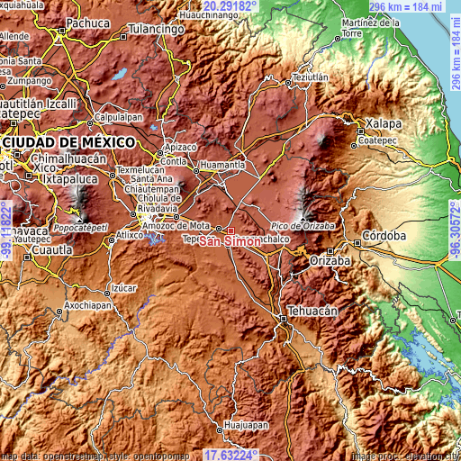 Topographic map of San Simón