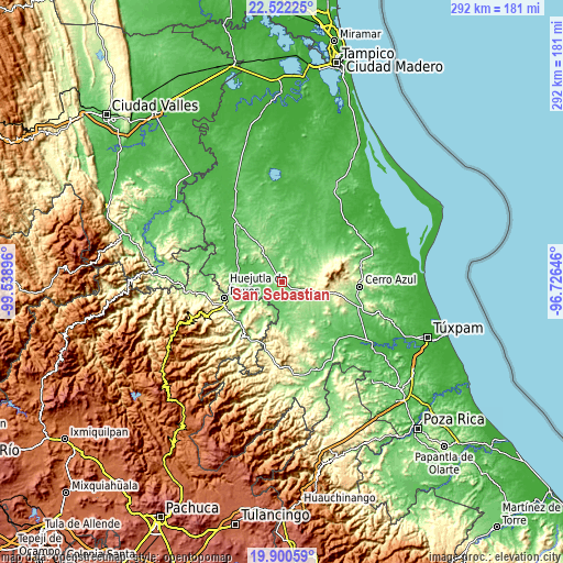 Topographic map of San Sebastián