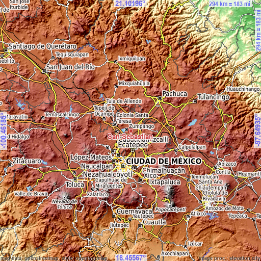 Topographic map of San Sebastián