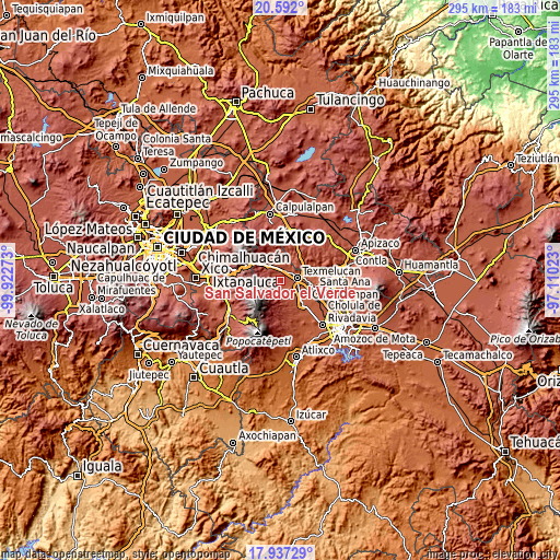 Topographic map of San Salvador el Verde