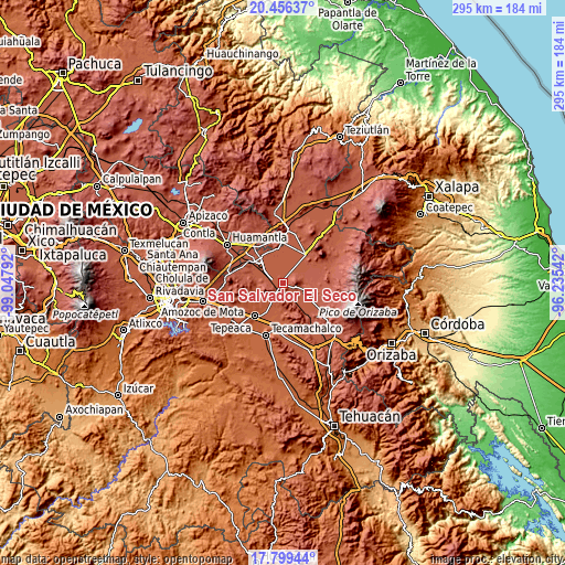 Topographic map of San Salvador El Seco