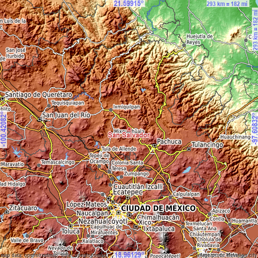 Topographic map of San Salvador