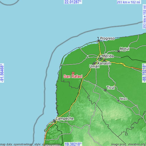 Topographic map of San Rafael