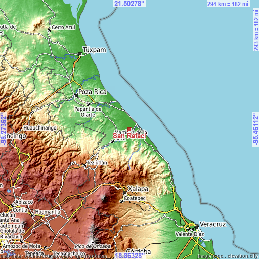 Topographic map of San Rafael