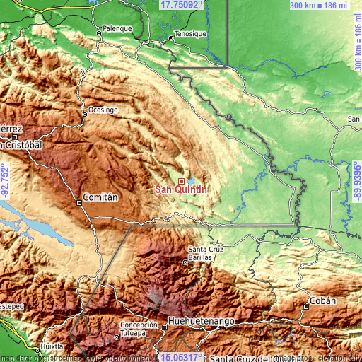 Topographic map of San Quintín