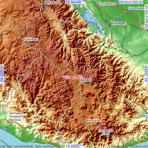 Topographic map of Villa de Etla
