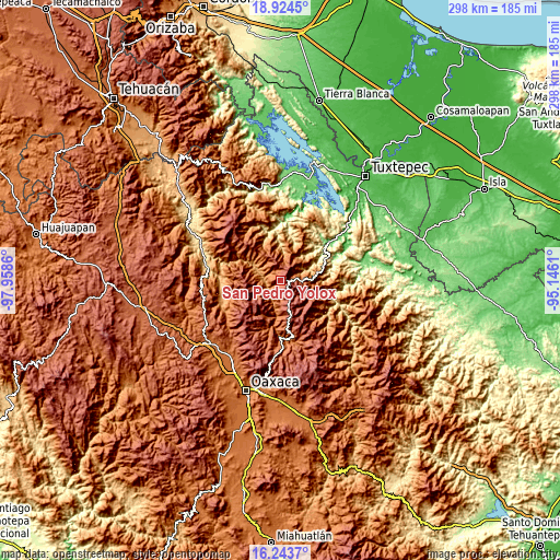 Topographic map of San Pedro Yólox