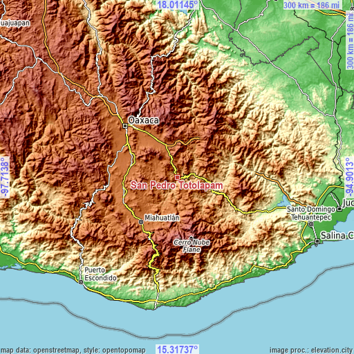 Topographic map of San Pedro Totolápam