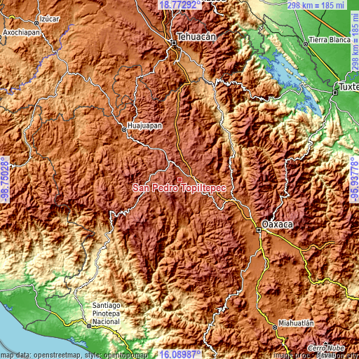 Topographic map of San Pedro Topiltepec