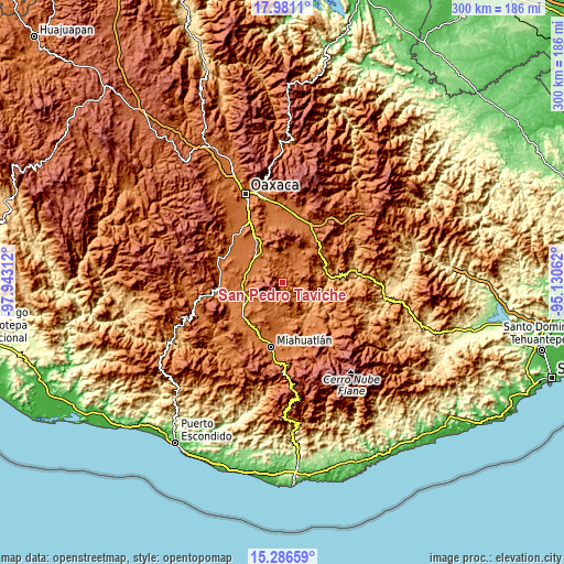 Topographic map of San Pedro Taviche