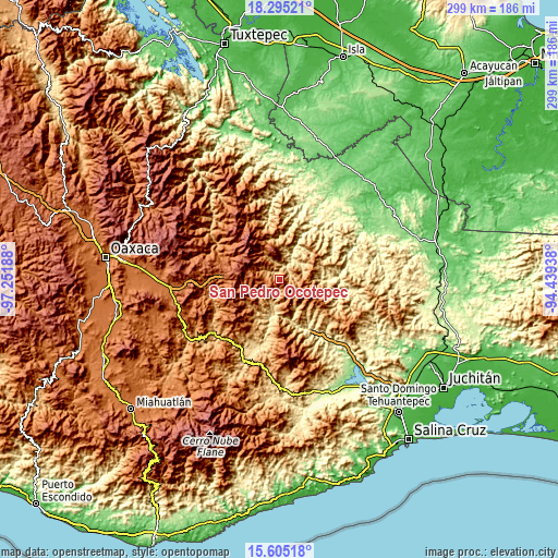 Topographic map of San Pedro Ocotepec