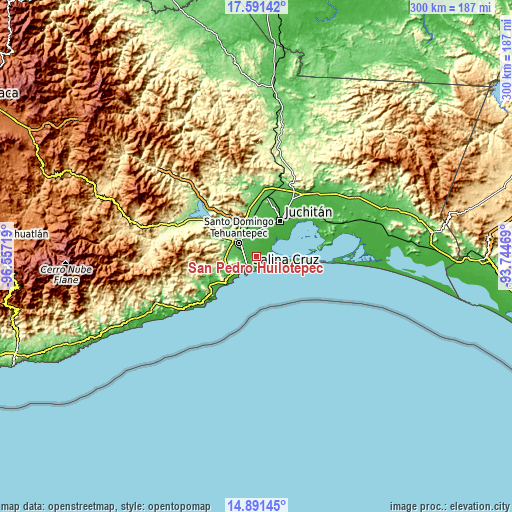 Topographic map of San Pedro Huilotepec