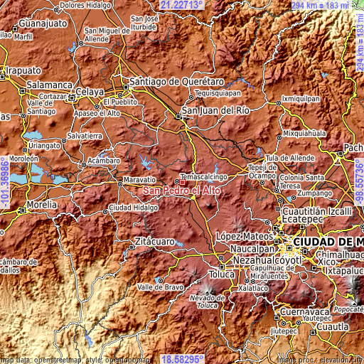 Topographic map of San Pedro el Alto