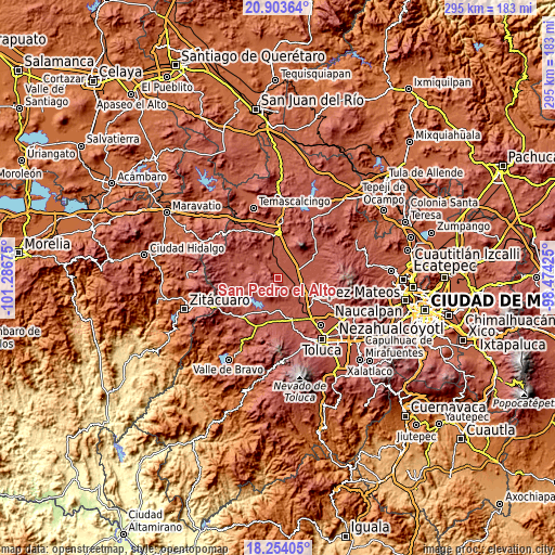 Topographic map of San Pedro el Alto