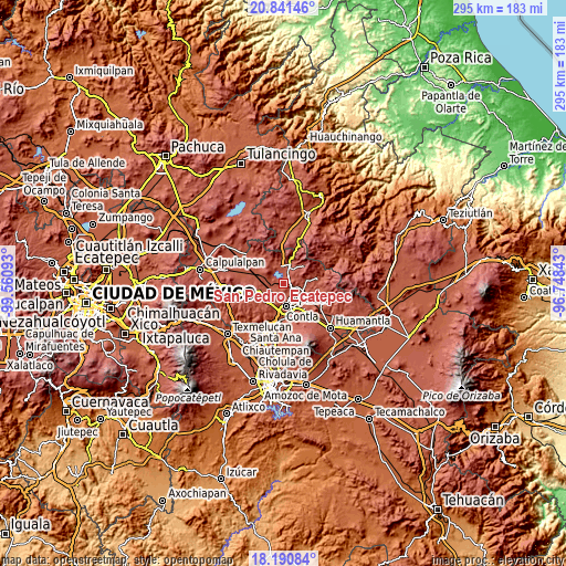 Topographic map of San Pedro Ecatepec