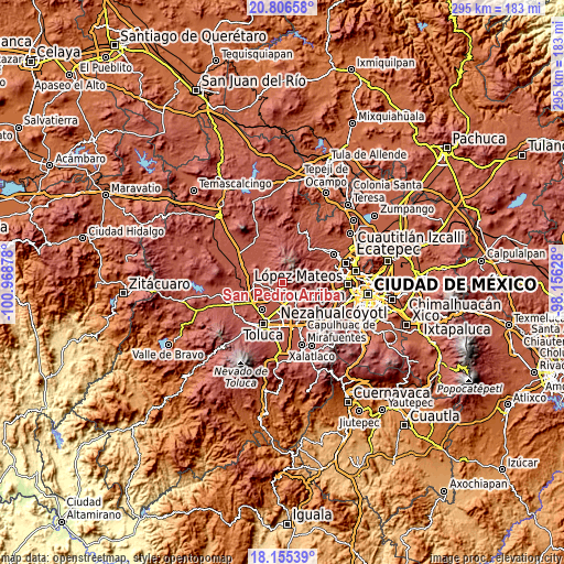 Topographic map of San Pedro Arriba