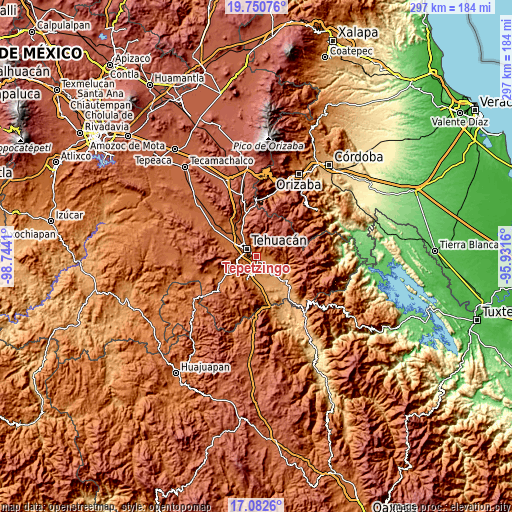 Topographic map of Tepetzingo