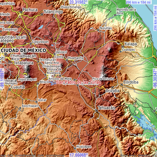 Topographic map of San Pablo de las Tunas