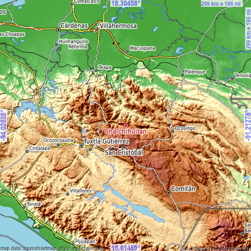 Topographic map of Chalchihuitán