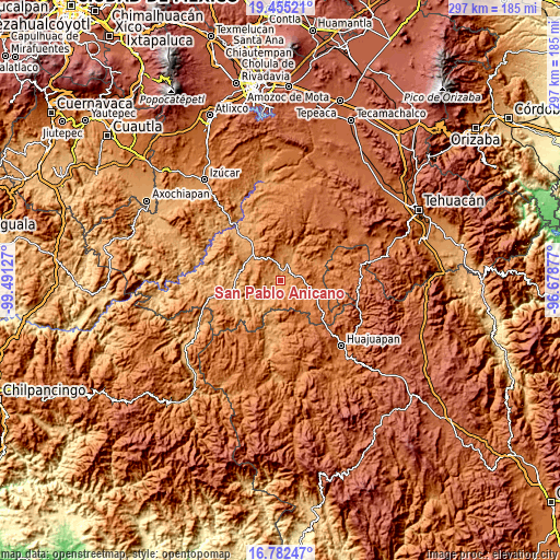 Topographic map of San Pablo Anicano