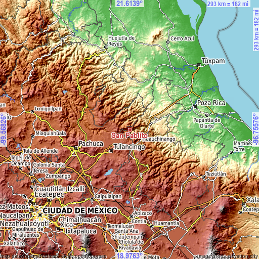 Topographic map of San Pablito