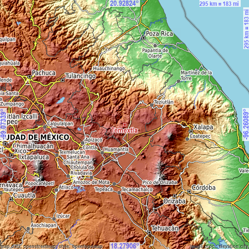 Topographic map of Temextla