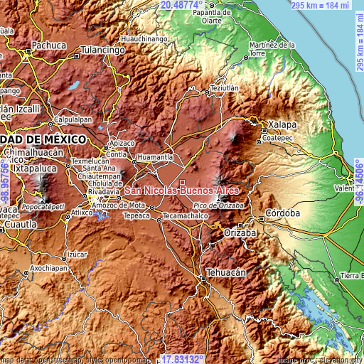 Topographic map of San Nicolas Buenos Aires