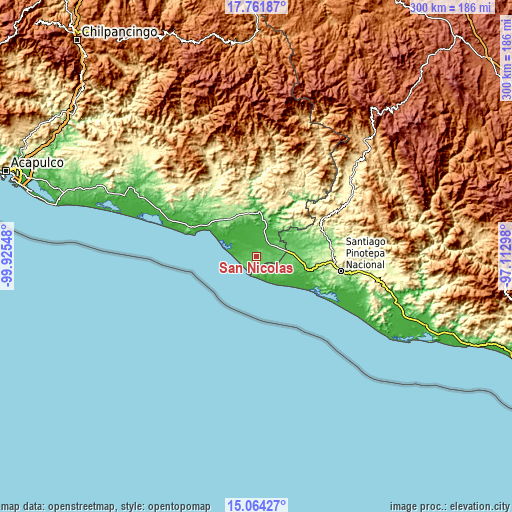 Topographic map of San Nicolás