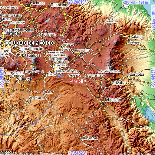 Topographic map of Zacaola