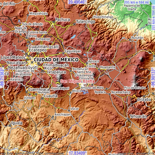 Topographic map of San Miguel Xoxtla