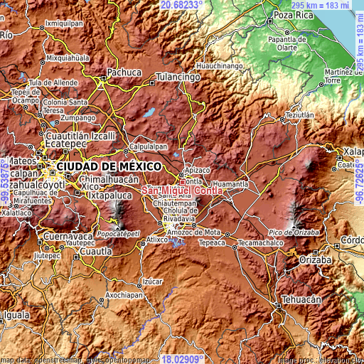 Topographic map of San Miguel Contla