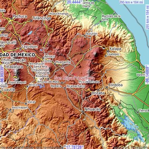 Topographic map of San Miguel Tecuitlapa