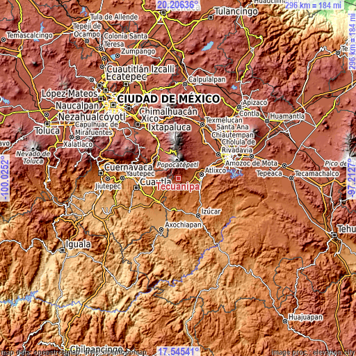 Topographic map of Tecuanipa