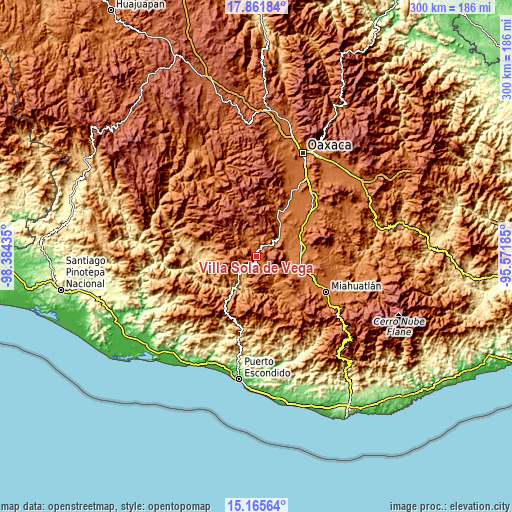 Topographic map of Villa Sola de Vega