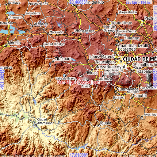 Topographic map of San Miguel Oxtotilpan