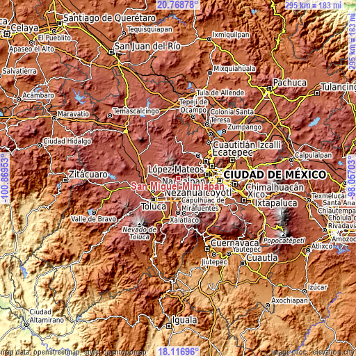 Topographic map of San Miguel Mimlapan