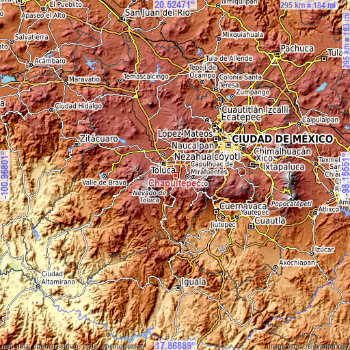 Topographic map of Chapultepec