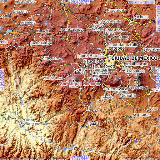 Topographic map of San Miguel Balderas