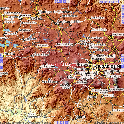 Topographic map of San Miguel Enyege