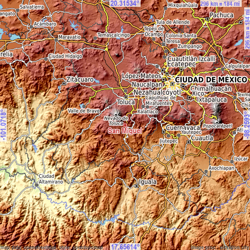 Topographic map of San Miguel