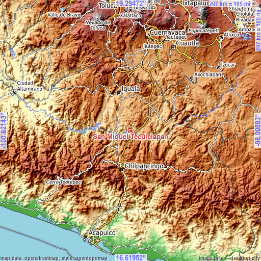 Topographic map of San Miguel Tecuiciapan