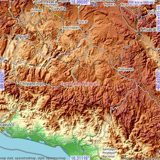 Topographic map of San Mateo Nejápam