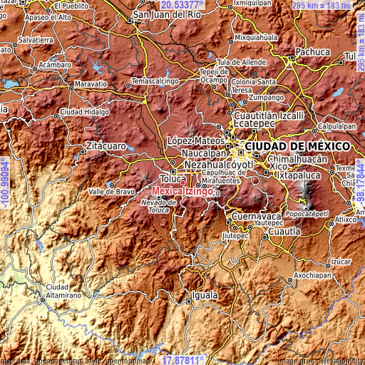 Topographic map of Mexicaltzingo