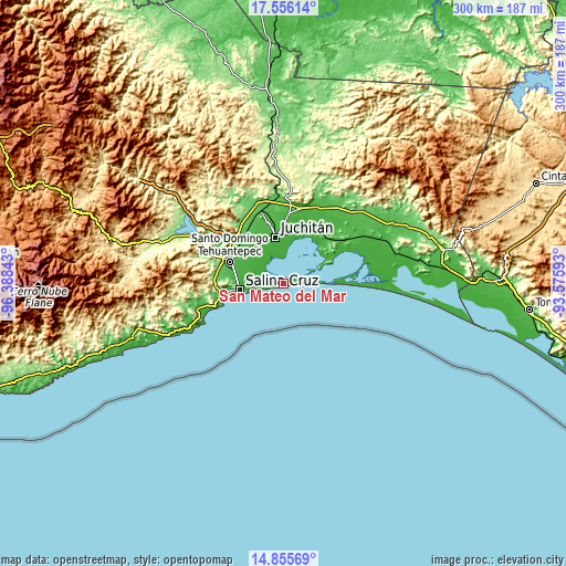 Topographic map of San Mateo del Mar