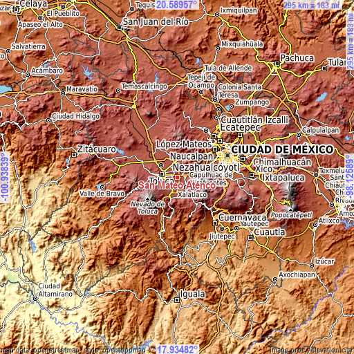 Topographic map of San Mateo Atenco