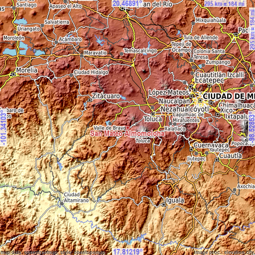 Topographic map of San Mateo Almomoloha