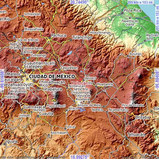 Topographic map of Xaltocan
